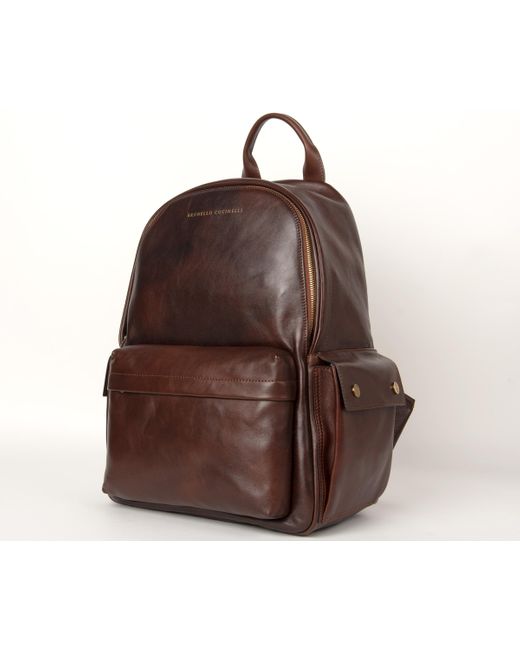 Brunello Cucinelli Leather Backpack Brown for men