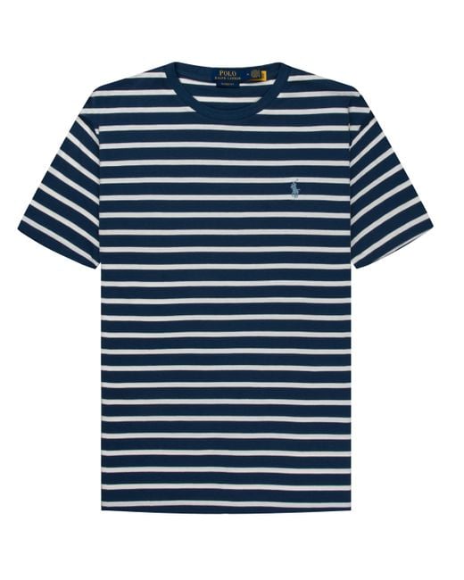 Polo Ralph Lauren Blue Jersey Crew Neck Striped T-shirt Navy/white for men