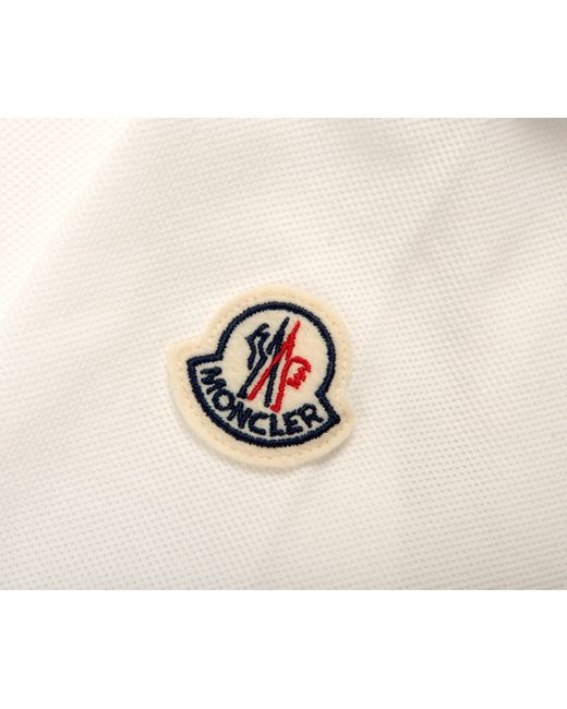 Moncler Natural Contrast Collar With Pocket Polo White Navy Red for men