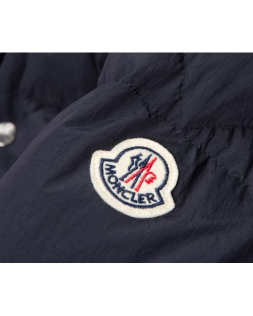 Moncler Blue Rowan Long Down Jacket With Fluffy Hood Navy for men