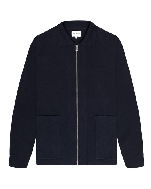 Norse Projects Blue Bjarne Merino Full Zip Knitted Overshirt Navy for men