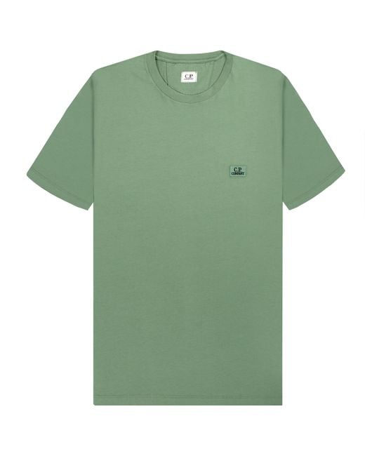 C P Company 30/1 Box Logo T-shirt Green Bay for men
