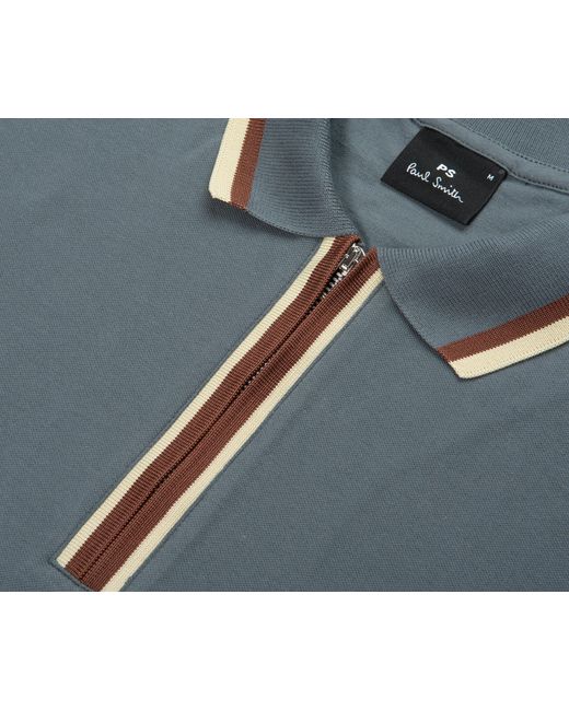 Paul Smith Blue Zip-Up Polo for men