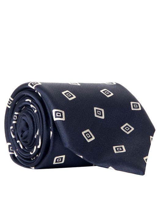 Canali Blue Wonky Square Silk Tie Navy for men