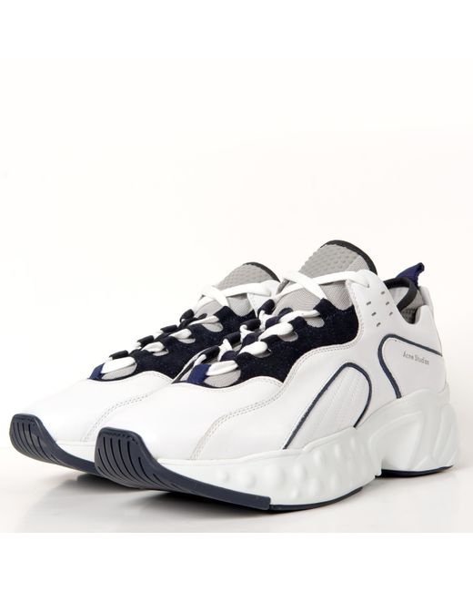 Acne Rockaway Leather Trainer White/navy for men