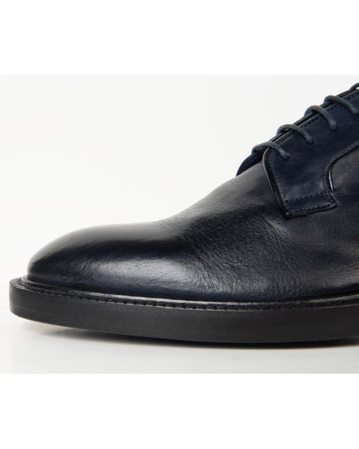 Paul Smith Blue Leather Derby Shoes Dark Navy for men