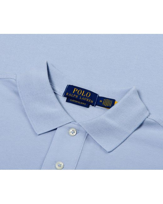Polo Ralph Lauren Blue Custom Slim Fit Mesh Polo Shirt for men
