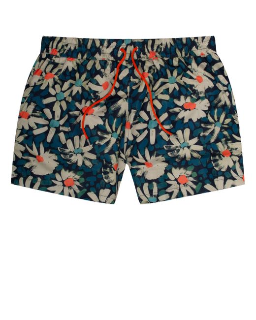 Paul Smith Blue Daisy Printed Swim Shorts Navy/orange for men