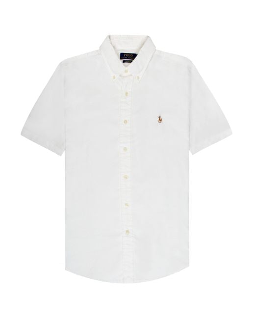 Polo Ralph Lauren Fit Ss Oxford Shirt in White for Men | Lyst UK