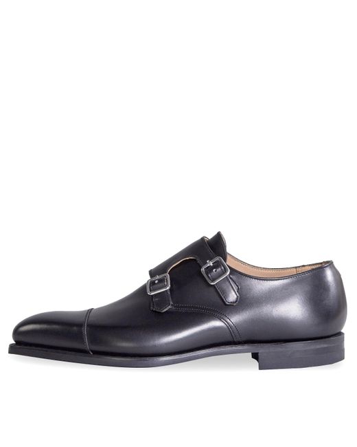 Crockett and Jones Blue 'Lowndes' Calf Leather Double Monk Shoes With 'City' Soles for men