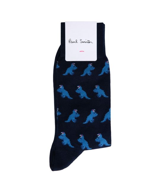 Paul Smith Blue Small Dino Patterned Socks Navy for men
