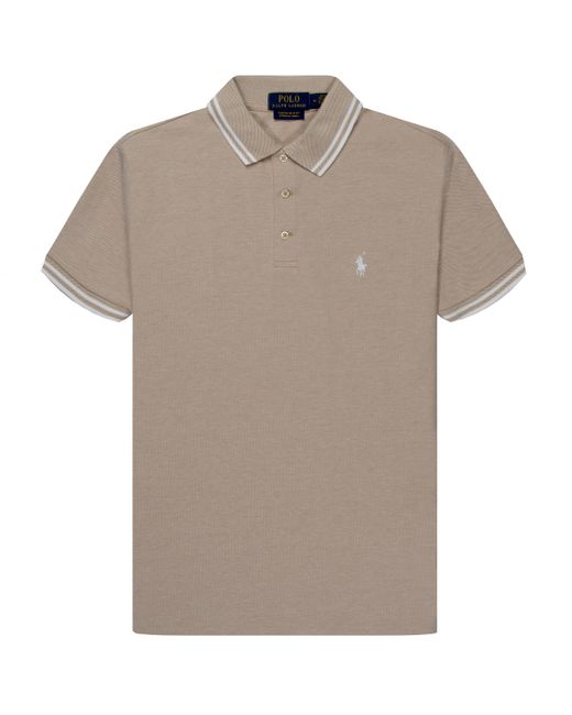 Polo Ralph Lauren Gray Stretch Mesh Detailed Collar Polo Beige for men