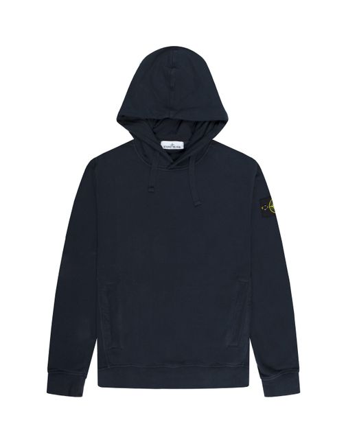 Stone Island Blue Popover Hooded Sweatshirt for men