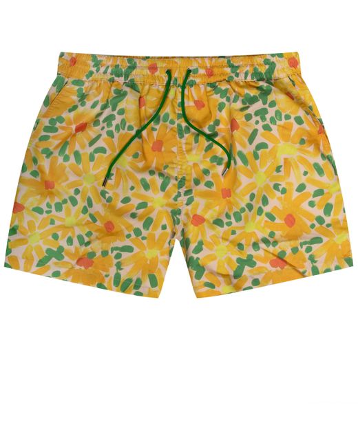 Paul Smith Daisy Printed Swim Shorts Yellow/ Green for men