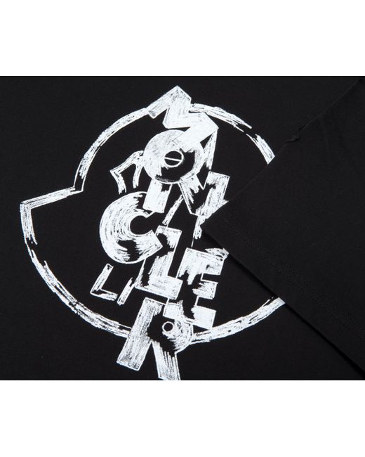 Moncler Abstract Chalk Printed T-shirt Black for men