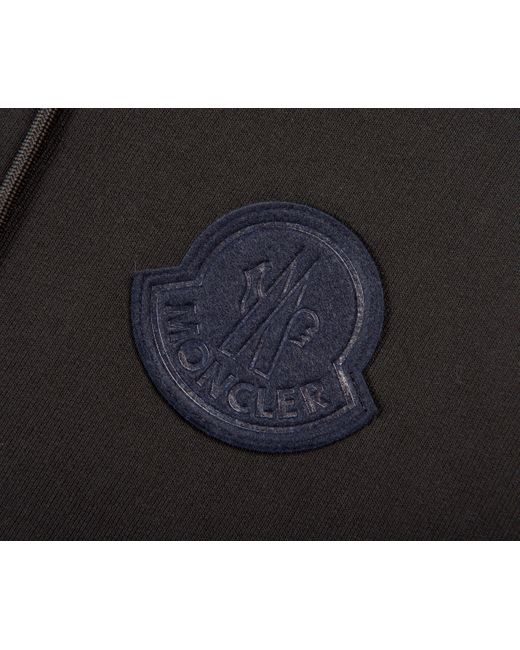 Moncler Black Rubber Logo Patch Full Zip-Up Hoodie for men