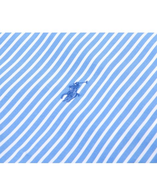 Polo Ralph Lauren Blue Custom Fit Stripe Stretch Poplin Shirt for men