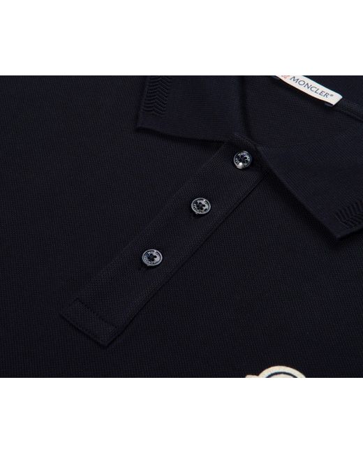 Moncler Blue Logo Patch Piquet Polo for men