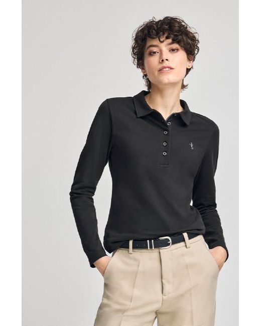 Polo Nera A Maniche Lunghe di POLO CLUB in Black