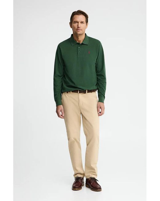 Polo Verde Bottiglia A Maniche Lunghe, Regular Fit Con Ricamo Rigby Go di POLO CLUB in Green da Uomo
