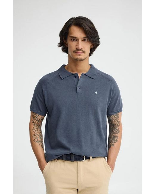Maglione Blu Denim A Maniche Corte E Con Colletto A Polo E Logo Rigby Go di POLO CLUB in Green da Uomo