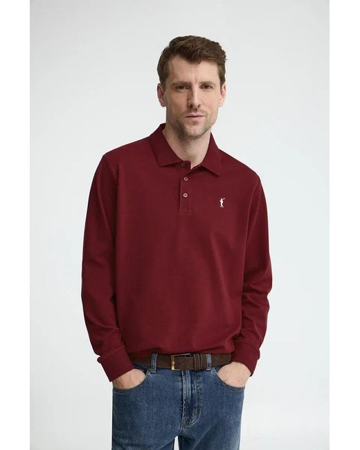 Polo Granata A Maniche Lunghe, Regular Fit Con Ricamo Rigby Go di POLO CLUB in Green da Uomo