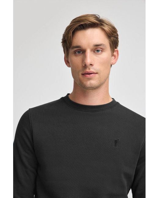 Felpa Nera Effetto Slavato Con Logo Rigby Go di POLO CLUB in Black da Uomo