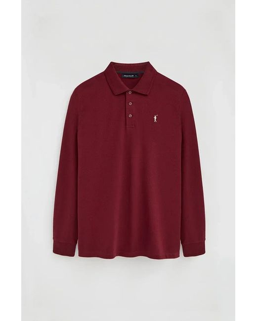 Polo Granata A Maniche Lunghe, Regular Fit Con Ricamo Rigby Go di POLO CLUB in Green da Uomo
