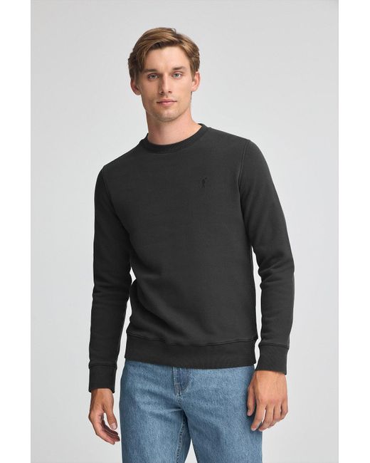 Felpa Nera Effetto Slavato Con Logo Rigby Go di POLO CLUB in Black da Uomo