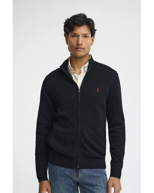Cardigan Blu Marino Con Cerniera Completa E Logo Rigby Go di POLO CLUB in Blue da Uomo