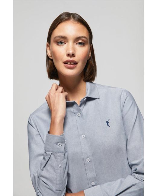 Camicia Oxford Regular Fit Blu Denim Con Logo Rigby Go di POLO CLUB in Gray