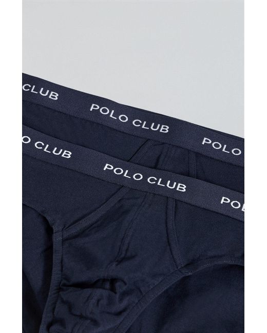 Pack Di Due Slip Blu Marino Con Particolare di POLO CLUB in Blue da Uomo