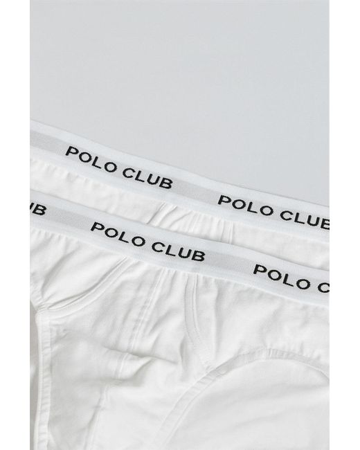 Pack Di Due Slip Bianchi Con Particolare di POLO CLUB in Blue da Uomo