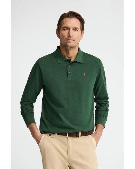 Polo Verde Bottiglia A Maniche Lunghe, Regular Fit Con Ricamo Rigby Go di POLO CLUB in Green da Uomo