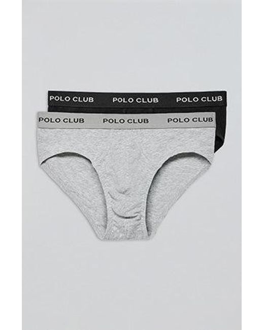 Pack Di Due Slip Nero E Grigio Con Particolare di POLO CLUB in Gray da Uomo