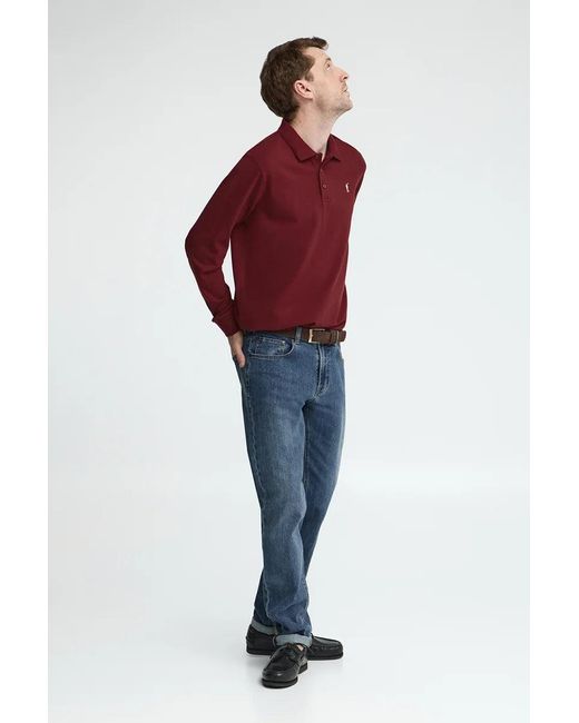 Polo Granata A Maniche Lunghe, Regular Fit Con Ricamo Rigby Go di POLO CLUB in Green da Uomo