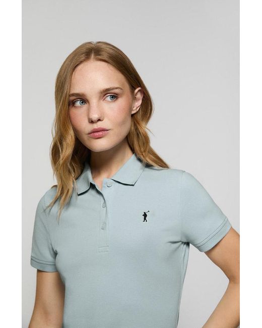 POLO CLUB Blue Kurzärmliges Polokleid Babyblau Mit Rigby Go Logo-Stickerei