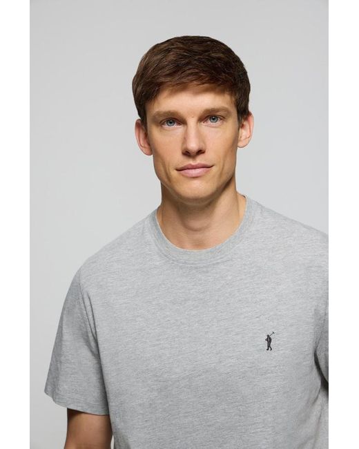 POLO CLUB Schlichtes Baumwoll-T-Shirt Grau Meliert Mit Rigby Go Logo in Gray für Herren