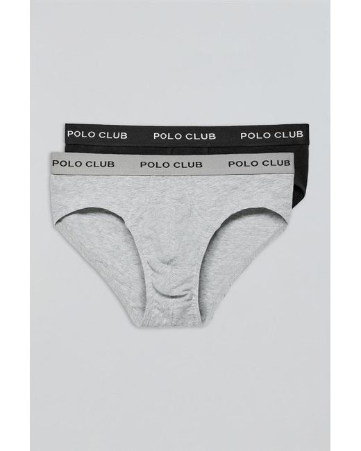 Pack Di Due Slip Nero E Grigio Con Particolare di POLO CLUB in Gray da Uomo