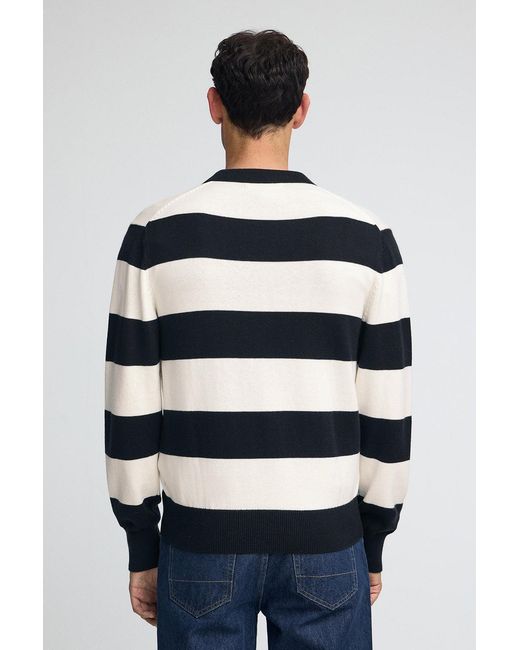 Maglione A Righe Blu Marino Ed Ecrù Con Colletto Polo E Toppa di POLO CLUB in Blue da Uomo