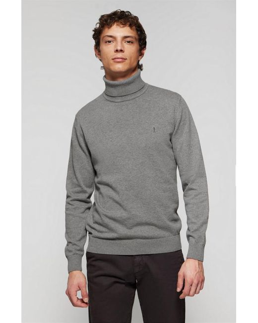 POLO CLUB Schlichter Pullover Grau Meliert Mit Hohem Kragen Und Rigby Go Logo in Gray für Herren