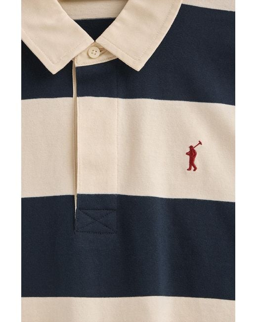 Polo A Maniche Lunghe A Righe Blu Marino Ed Ecrù Con Ricamo Rigby Go di POLO CLUB in Black da Uomo