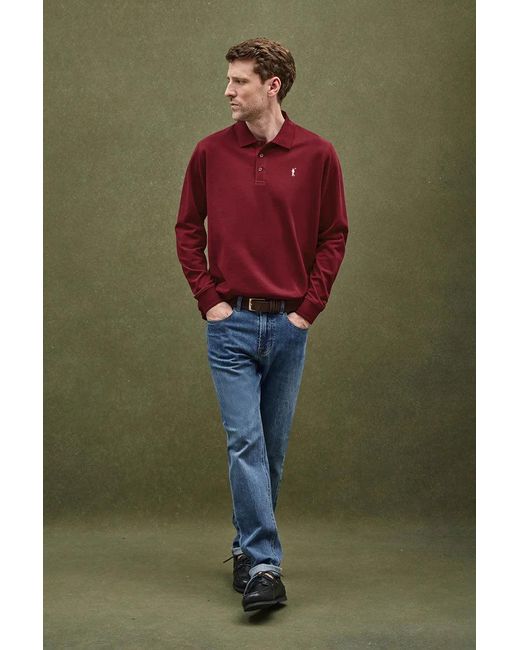 Polo Granata A Maniche Lunghe, Regular Fit Con Ricamo Rigby Go di POLO CLUB in Green da Uomo