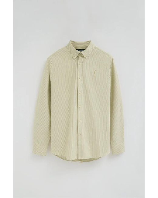 Camicia A Righe Verde Foglia, Regular Fit, Maniche Lunghe Con Ricamo Rigby Go di POLO CLUB in Green da Uomo