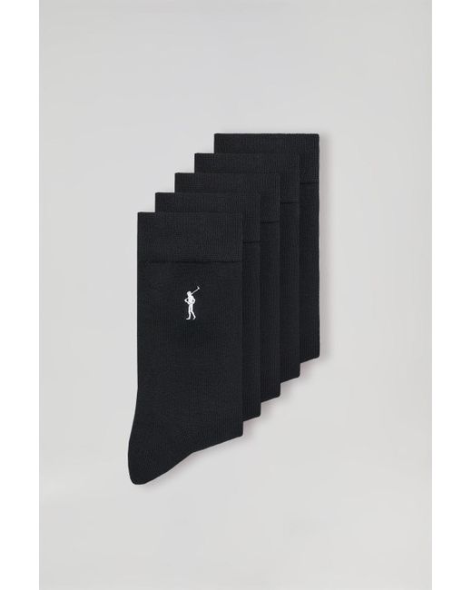 Pack Di Cinque Paia Di Calzini Neri Con Logo Rigby Go di POLO CLUB in Black da Uomo