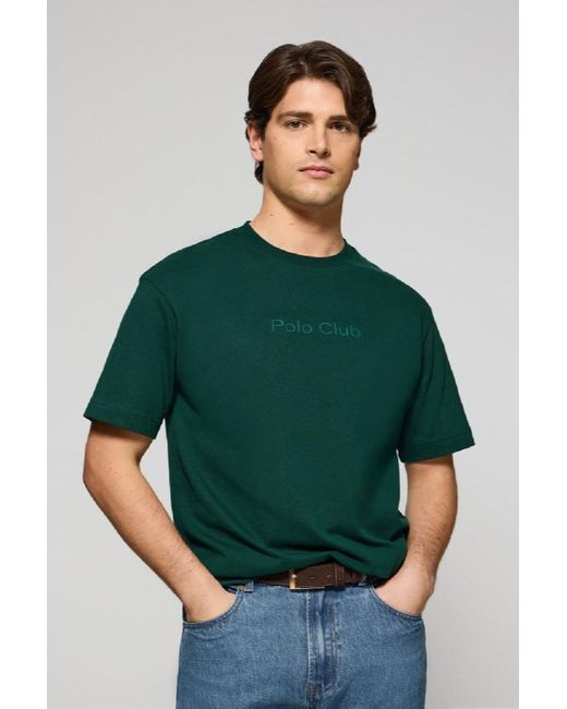 Maglietta Verde Smeraldo A Maniche Corte E A Girocollo Con Logotipo di POLO CLUB in Green da Uomo