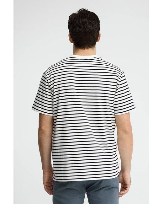 Polo A Righe Ecrù E Blu Marino Fit Ampio Con Logo Rigby Go di POLO CLUB in White da Uomo