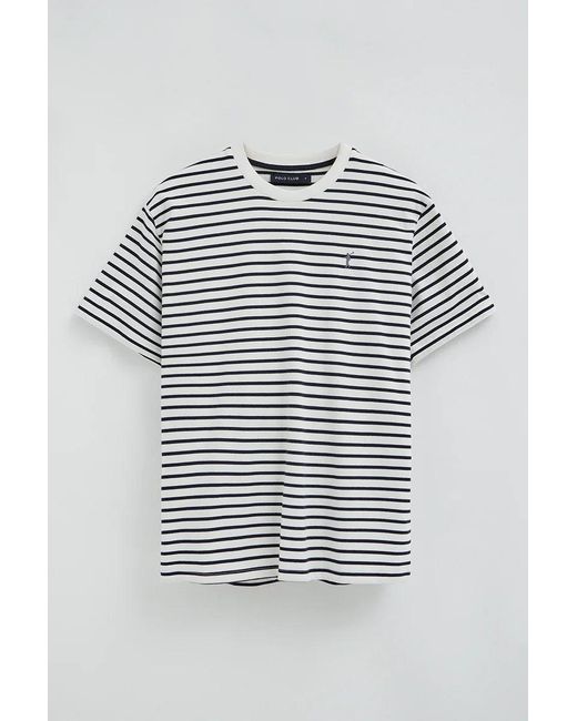 Polo A Righe Ecrù E Blu Marino Fit Ampio Con Logo Rigby Go di POLO CLUB in White da Uomo