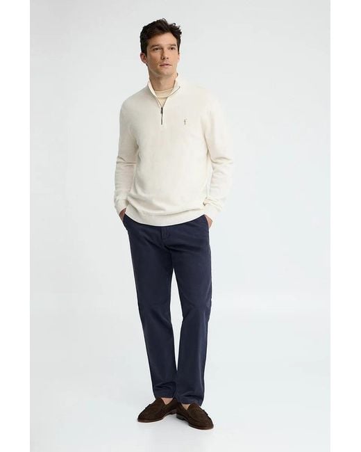 Maglione Ecrù Con Collo A Cerniera Con Logo Rigby Go di POLO CLUB in Blue da Uomo