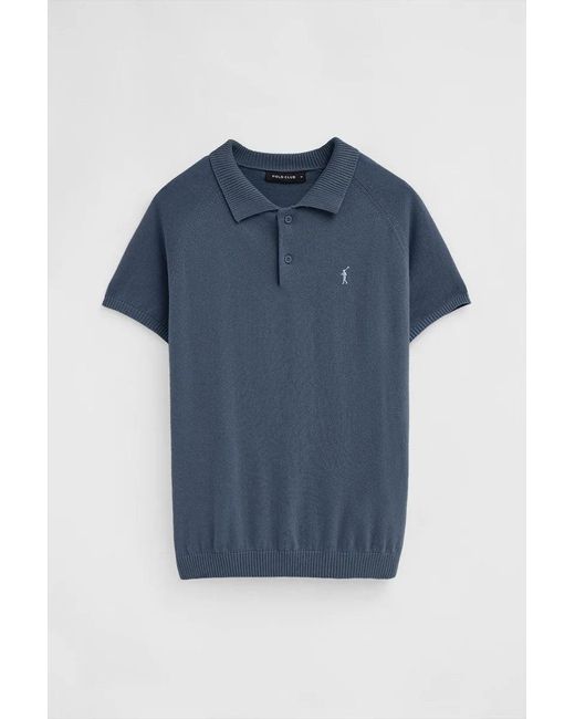 Maglione Blu Denim A Maniche Corte E Con Colletto A Polo E Logo Rigby Go di POLO CLUB in Green da Uomo